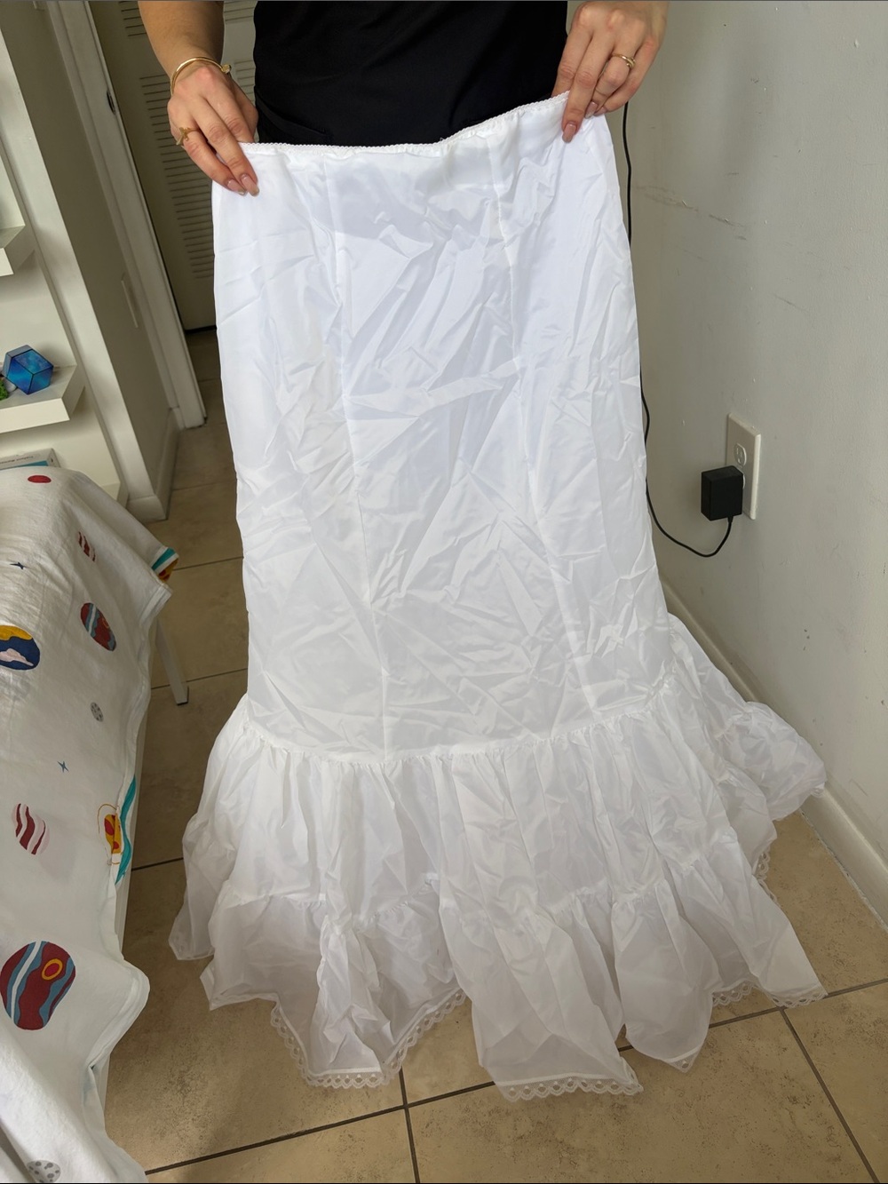 David's Bridal White Maxi Petticoat with Ruffled Hem
